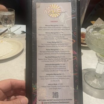 Sol Azteca - Amazing drink menu - Latin American Near Me - Olney, Maryland