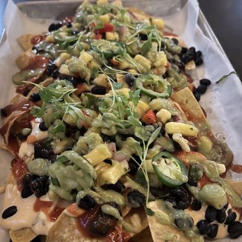 Loaded Elevated Nachos - Hawaiian no chicken sub black beans - New American Near Me - St. Charles, Missouri Loaded Elevated Nachos - Hawaiian no chicken sub black beans - New American Near Me - St. Charles, Missouri