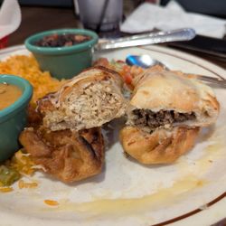 El Mirador Mexican Restaurant - Stuffed Sopapillas cut in half