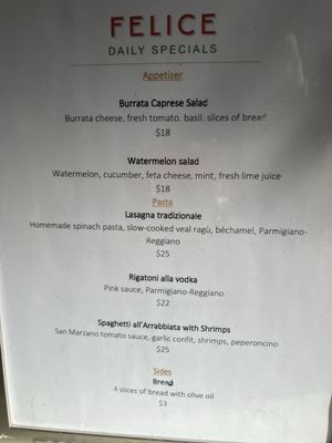 Menu photo 1 Felice Pasta Bar Brooklyn, NY
