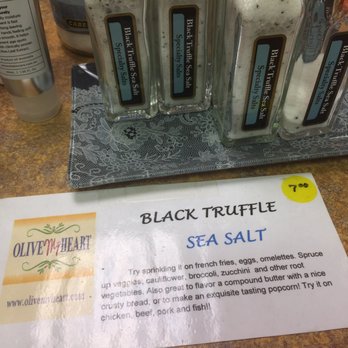 Olive My Heart - a display of black truffle sea salt - Herbs & Spices Near Me - Hudson, Ohio Olive My Heart - a display of black truffle sea salt - Herbs & Spices Near Me - Hudson, Ohio