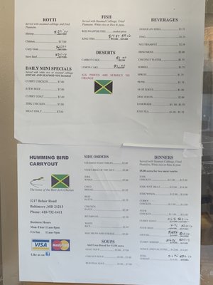 Menu photo 5 Hummingbird Carryout Baltimore, MD