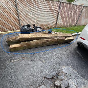 Junk Removal Riverhead - FEW RAILROAD TIES - Dumpster Rental Near Me