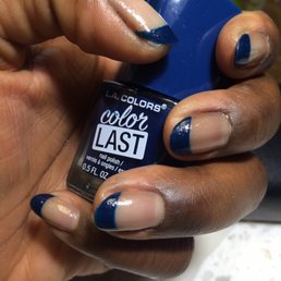 Colored French Tips by Macy. Color: L.A. Color Last in Galaxy. Colored French Tips by Macy. Color: L.A. Color Last in Galaxy.