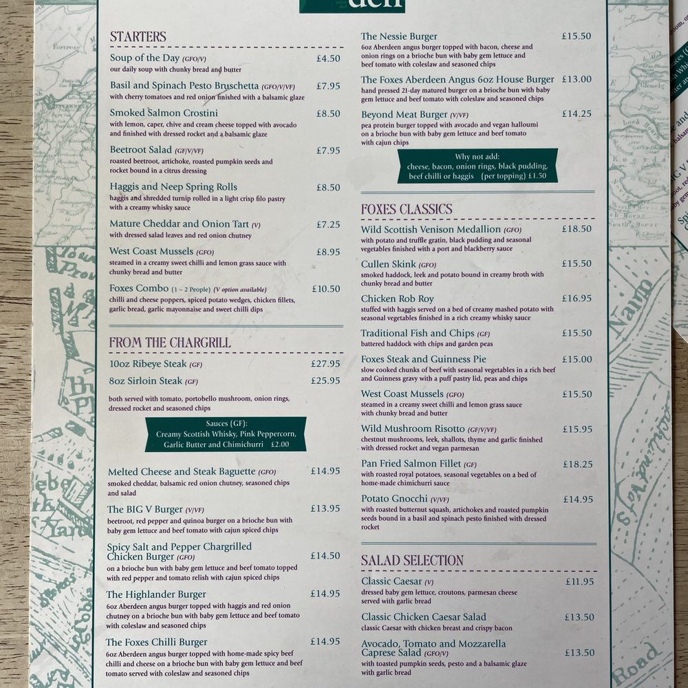 Johnny Foxes - Menu - British Near Me - Inverness, HLD Johnny Foxes - Menu - British Near Me - Inverness, HLD