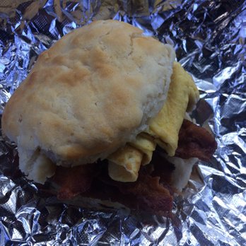 Break Fast Cafe - Bacon and egg biscuit. - American Near Me - Flowery Branch, Georgia