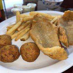 Hook Fish And Chicken - Catfish Dinner with Fries and Hushpuppies