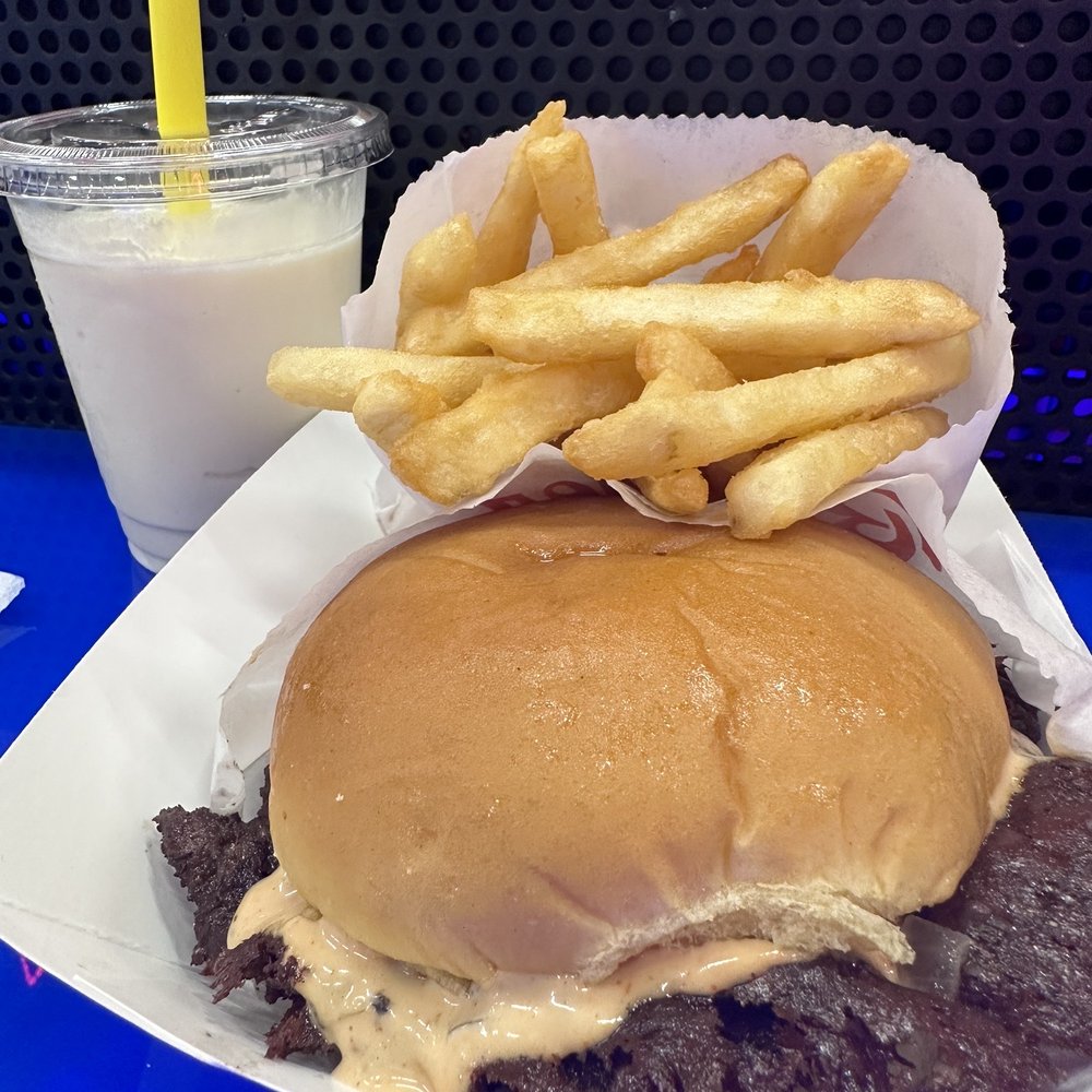 Burger Bodega - Double with fries and vanilla shake - Burgers Near Me - Houston, Texas