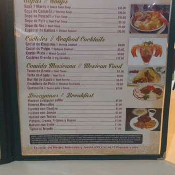 El Triunfo Restaurant - 2nd page of menu 5/2018 - Mexican Near Me - Las Vegas, Nevada El Triunfo Restaurant - 2nd page of menu 5/2018 - Mexican Near Me - Las Vegas, Nevada