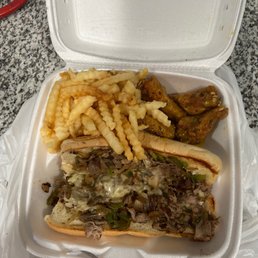 Lean Steak Philly .. Lemon Pepper Wings & fries. Yes Lordt.