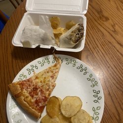 Drexel Hill Pizza & Grill - Cheese steak wrap with fried onions and plain pizza