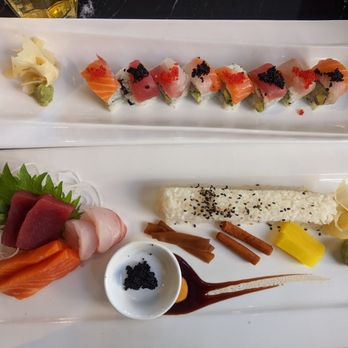 Hane Restaurant - (top) rainbow roll, (bottom) Chirashi (yes, I'm sure) - Sushi Bars Near Me - New York, New York Hane Restaurant - (top) rainbow roll, (bottom) Chirashi (yes, I'm sure) - Sushi Bars Near Me - New York, New York