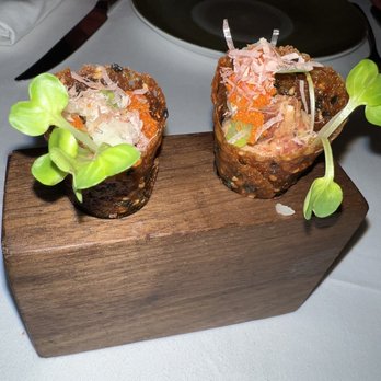 Spago - Spicy Big Eye Tuna Tartare Cones - New American Near Me - Beverly Hills, California Spago - Spicy Big Eye Tuna Tartare Cones - New American Near Me - Beverly Hills, California
