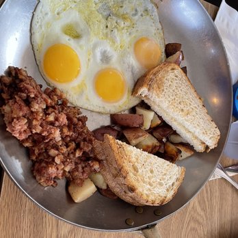 Dublin Skillet Restaurant - Corned beef hash with 3 eggs, sourdough, and country potatoes $15 - Breakfast & Brunch Near Me - Dublin, California Dublin Skillet Restaurant - Corned beef hash with 3 eggs, sourdough, and country potatoes $15 - Breakfast & Brunch Near Me - Dublin, California