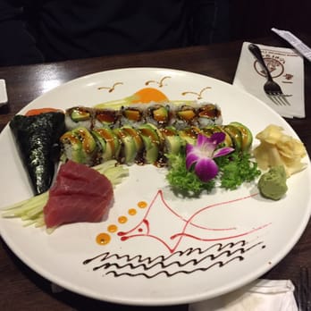 Ichiban - Dragon Roll, Eel and Avocado Roll, Salmon Sashimi, and a Salmon and Avocado Hand Roll - Japanese Near Me - Pittsburgh, Pennsylvania Ichiban - Dragon Roll, Eel and Avocado Roll, Salmon Sashimi, and a Salmon and Avocado Hand Roll - Japanese Near Me - Pittsburgh, Pennsylvania