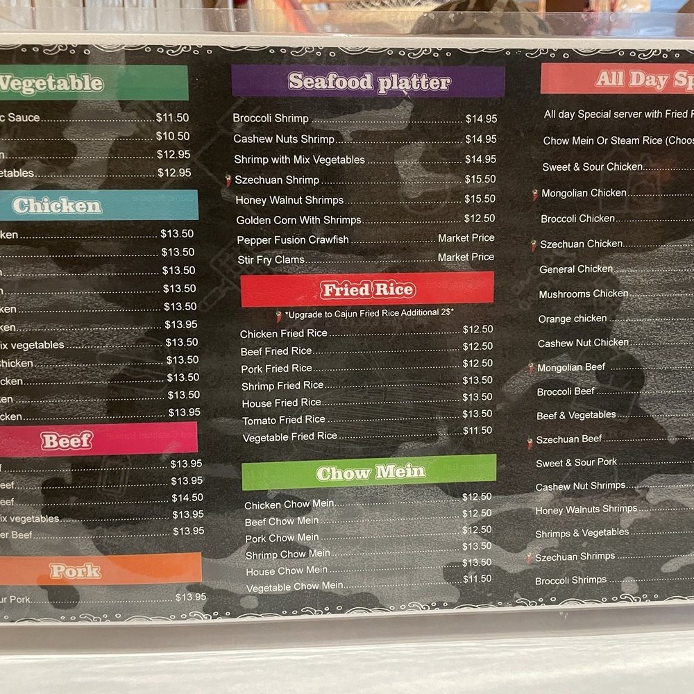 Asian n Cajun 2 - Side two of the menu - Cajun/Creole Near Me - Fair Oaks, California