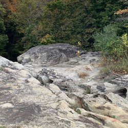 Williamsport Falls - From the top. Water has cut crevasses in rock.