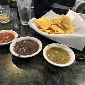 Jalapenos Lemon Pepper - Chips with 3 sauces ( red green & black bean)  pretty good.  Bartender is super nice and pays attention to her bar! - Tex-Mex Near Me - Midlothian, Texas