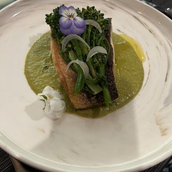 In Bloom - Sea bass with broccolini - New American Near Me - Paso Robles, California