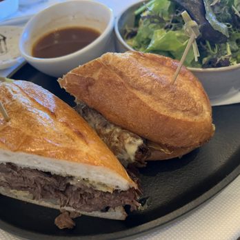 Pelican Grill - Short Rib Dip (a little dry) with side house salad - New American Near Me - Newport Coast, California Pelican Grill - Short Rib Dip (a little dry) with side house salad - New American Near Me - Newport Coast, California