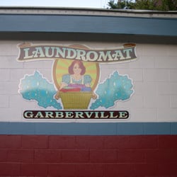 Garberville Laundromat - Pretty new G'ville Laundromat sign. Very nouveau hippie, I love it.
