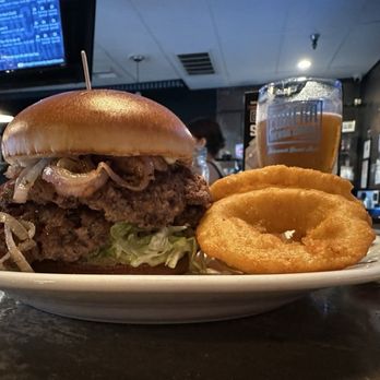 The Stackz Co - The OG Burger with onion rings - American Near Me - Rancho Cucamonga, California
