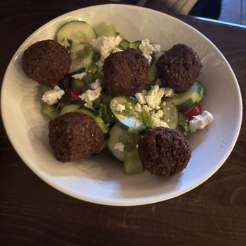 Prohibition Port Jefferson - Cucumber salad with falafel - New American Near Me - Port Jefferson, New York
