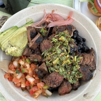 Bongos Botanical Beer Garden - Chimichurri steak rice bowl - Caribbean Near Me - Marathon, Florida Bongos Botanical Beer Garden - Chimichurri steak rice bowl - Caribbean Near Me - Marathon, Florida