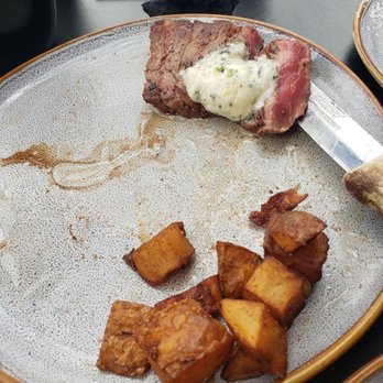 H Cafe - Half eaten steak and eggs.  Potatoes are pretty good. - Breakfast & Brunch Near Me - Los Angeles, California