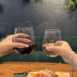 Charcuterie board and wine