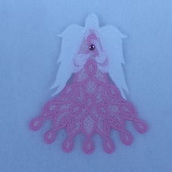 Deb's Custom Creations - Embroidered lace angels designed by Sonia Showalter - Cancer - custom colors