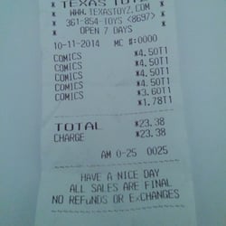 Texas Toyz - Receipt.