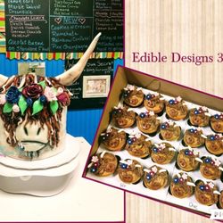 Edible Designs by Mary 3d cakes - Highland cow and cupcakes