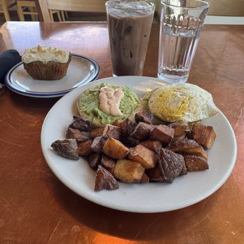 FSK - English muffin, potatoes, GF banana bread, and iced mocha - Breakfast & Brunch Near Me - Missoula, Montana