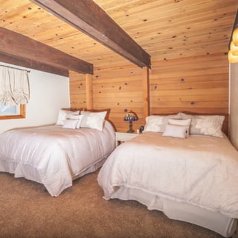 Country Club Chalet - Second bedroom with brand new carpeting, 1 Queen and 1 Full pillow top bed. Brand new flat screen TVs and plush linens. - Guest Houses Near Me - Big Bear, California Country Club Chalet - Second bedroom with brand new carpeting, 1 Queen and 1 Full pillow top bed. Brand new flat screen TVs and plush linens. - Guest Houses Near Me - Big Bear, California