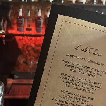 Scryer Rum - Vivbes and menú welcome - Whiskey Bars Near Me - San Juan, Puerto Rico