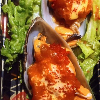 Sushi Pro - Mussels Shooter comes with two and tastes amazing with masago added on - Conveyor Belt Sushi Near Me - Ogden, Utah