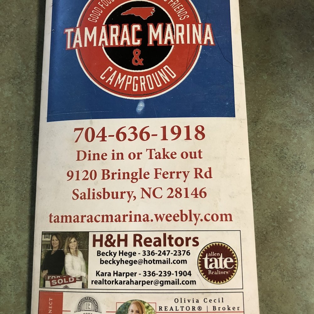 Tamarac Marina - Menu cover - Campgrounds Near Me - Salisbury, North Carolina Tamarac Marina - Menu cover - Campgrounds Near Me - Salisbury, North Carolina