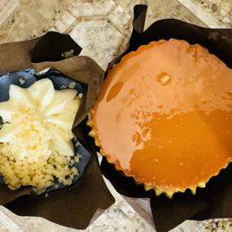 Ube cheesecake and ube flan