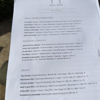 Small Barn - Menu - New American Near Me - Temecula, California Small Barn - Menu - New American Near Me - Temecula, California