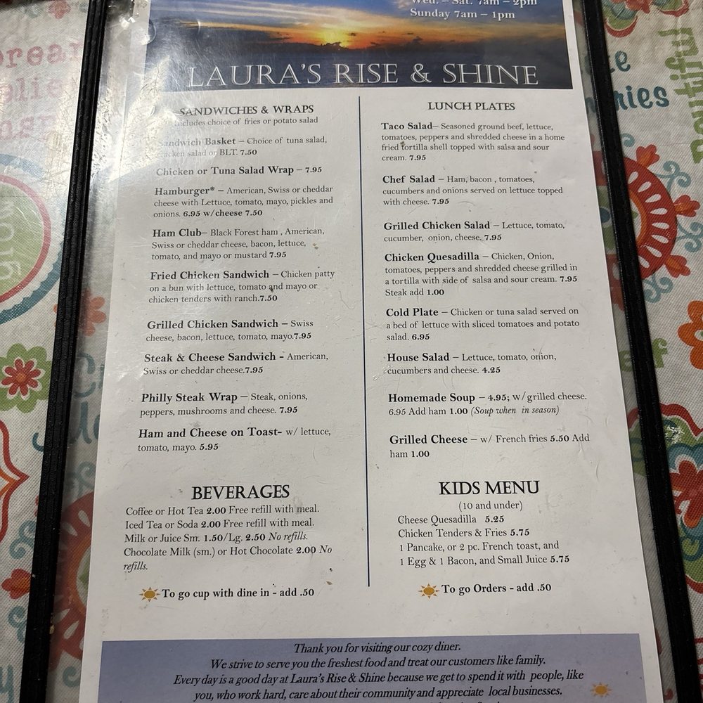 Laura's Rise & Shine - Not too expensive menu items - Breakfast & Brunch Near Me - Hampton, Virginia Laura's Rise & Shine - Not too expensive menu items - Breakfast & Brunch Near Me - Hampton, Virginia