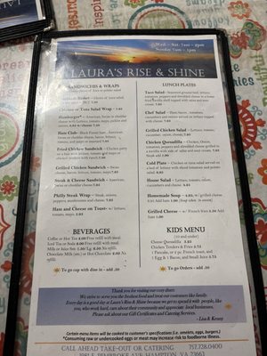 Menu photo 1 Laura's Rise & Shine Hampton, VA