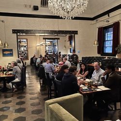 The Depot - Inside restaurant seating, packed by 6pm