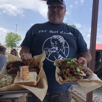 Butcher BBQ Stand - 3 meat meal and nachos - Barbeque Near Me - Wellston, Oklahoma