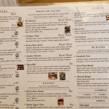 Rock n Roots - a menu for a restaurant - Salad Near Me - Williston Park, New York