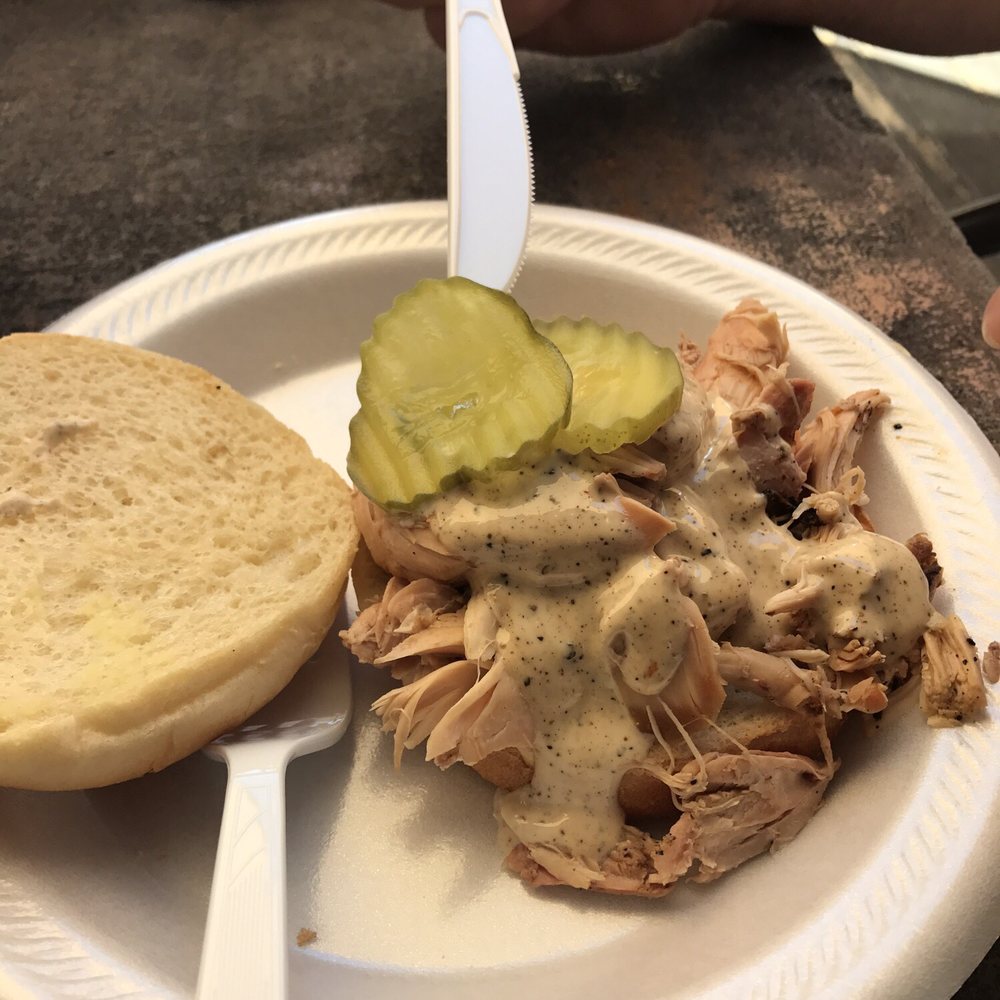 Saw's Juke Joint - Crestline - Smoked chicken sandwich with white BBQ sauce. - Barbeque Near Me - Birmingham, Alabama Saw's Juke Joint - Crestline - Smoked chicken sandwich with white BBQ sauce. - Barbeque Near Me - Birmingham, Alabama