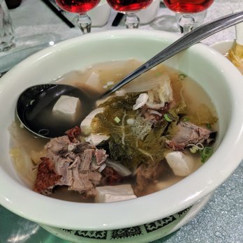 Mon Nan - Duck and tofu soup. First course of P43. Peking duck three-course meal. $58. - Chinese Near Me - Montreal, Quebec