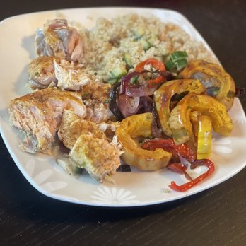 Goosefoot Cook and Grow - Salmon, rice, delicata squash and veggies. Came with a delicious sauce, but it was already so good and flavorful, I didn't use the sauce. - Personal Chefs Near Me