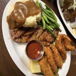 Steak and Deep fried Shrimp Steak and Deep fried Shrimp