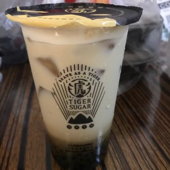Tiger Sugar - Brown sugar boba +pearl with cream mousse - Bubble Tea Near Me - Flushing, New York Tiger Sugar - Brown sugar boba +pearl with cream mousse - Bubble Tea Near Me - Flushing, New York